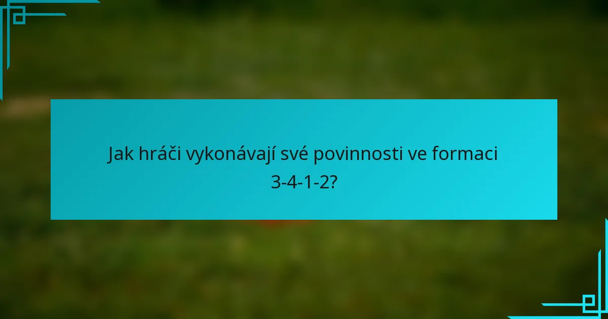 Jak hráči vykonávají své povinnosti ve formaci 3-4-1-2?