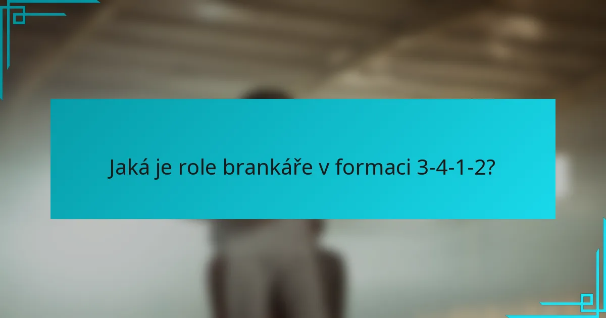 Jaká je role brankáře v formaci 3-4-1-2?
